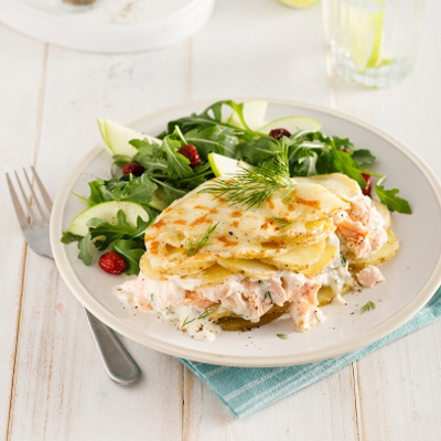 Gratin de pommes de terre et saumon à la mijoteuse