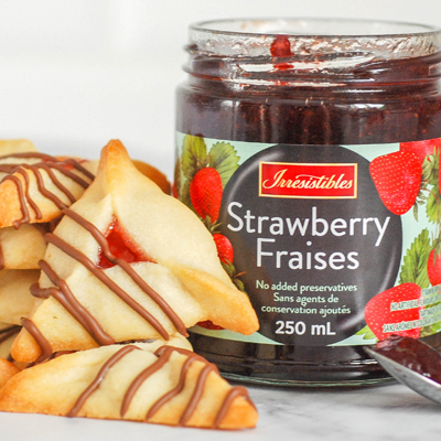 Hamantaschen aux fraises, vin et chocolat