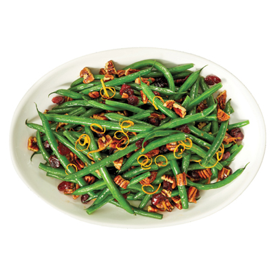 Haricots verts au miel avec pacanes et canneberges