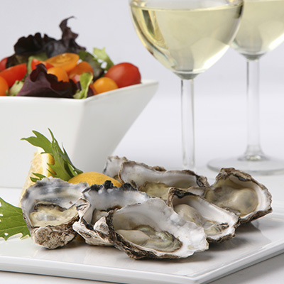 Oysters on the Half Shell with Muscat Jelly, Scallions and Sauvignon Blanc