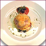 Lasagne de Medaglioni (ricotta et gorgonzola), pétoncles et sauce Diavolo