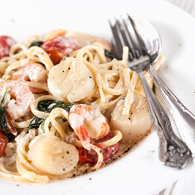 Linguine aux pétoncles et tomates séchées