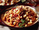 Linguinis Pomodoro au bacon croustillant