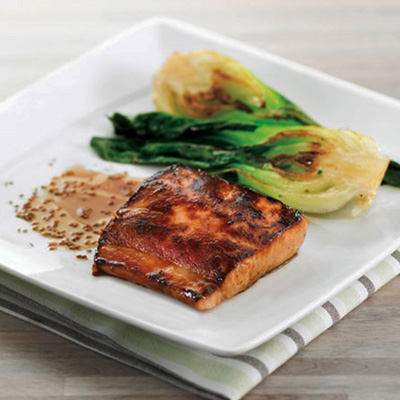 Maple-glazed Mahi-mahi on Caramelized Bok Choy