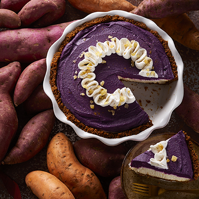 No-Bake Purple Sweet Potato Cheesecake Pie