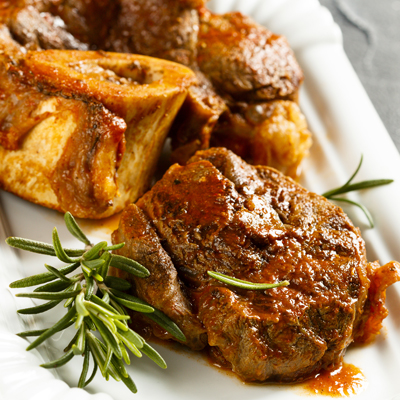 Osso buco de porc aux champignons