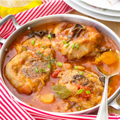 Osso buco de porc aux oignons caramélisés et à l'orange