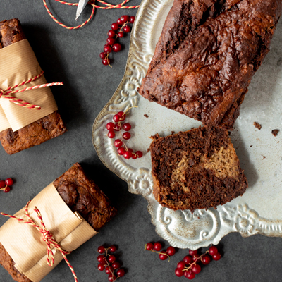 Pain aux bananes marbré chocolat-chaï