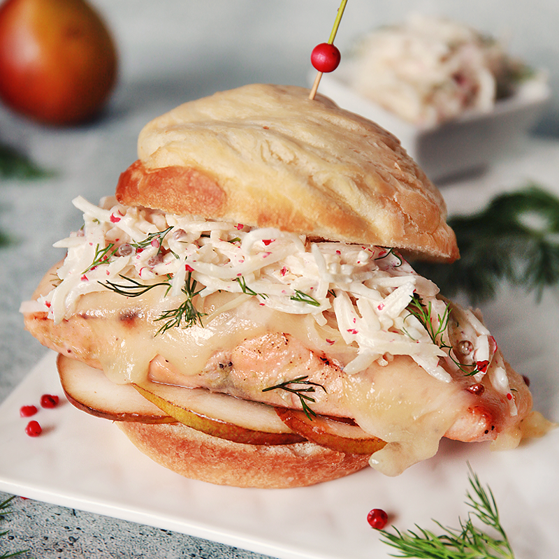 Salmon in Brioche with Pears and Celeriac Remoulade