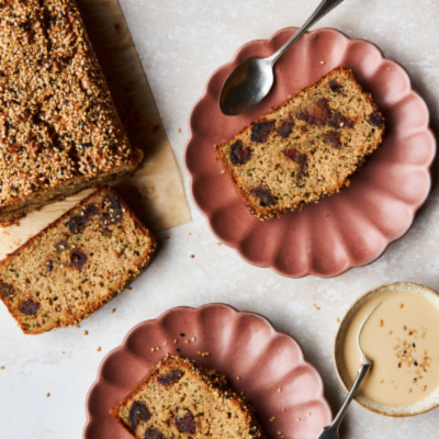 Zucchini, tahini and date bread