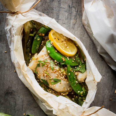 Papillote de poisson asiatique