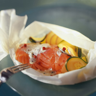 Papillotes de saumon aux courgettes et aux pommes de terre