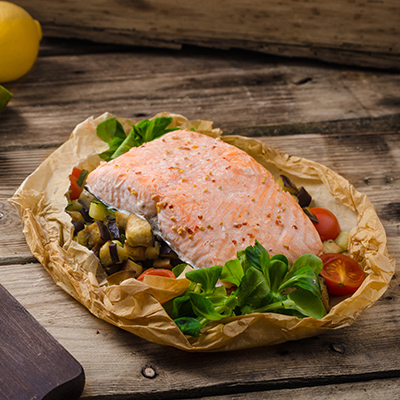 Papillotes of Salmon with Feta