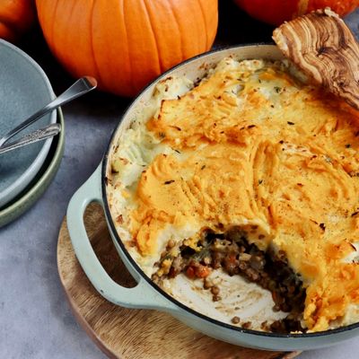 Parmentier de lentilles marbré à la citrouille