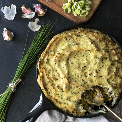 Pâté chinois veau, agneau et poireaux