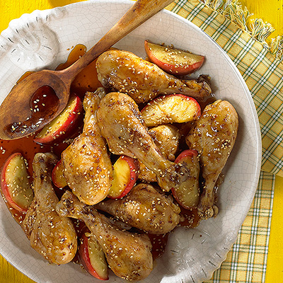 Pilons de poulet au miel et aux pommes