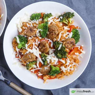 Fine Herb Sausage Skillet with Broccoli and Mozzarella