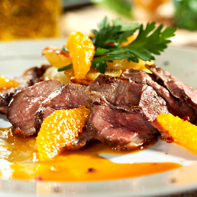 Poitrines de canard, sauce à l'orange épicée