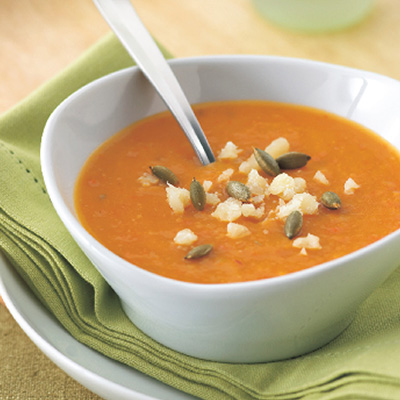 Potage aux légumes et à la courge musquée rôtis