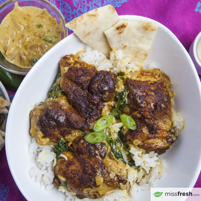 Chicken Saag with Spinach and Naan Bread