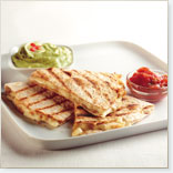 Chicken Quesadillas with Mashed Avocado and Yoghurt