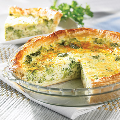 Quiche aux fleurons de brocoli, poisson blanc et zestes d'agrumes