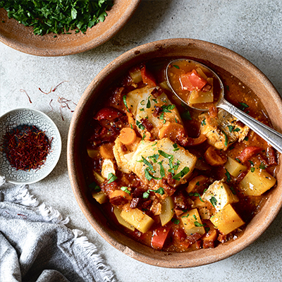 Ragoût de poisson aux tomates et chorizo