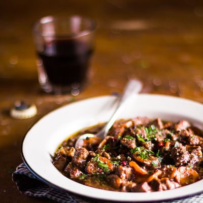 Rôti de palette de veau façon chasseur