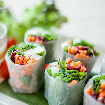 Rice Spring Rolls with Peanut Sauce