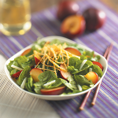 Asian Plum Salad with Ginger Dressing