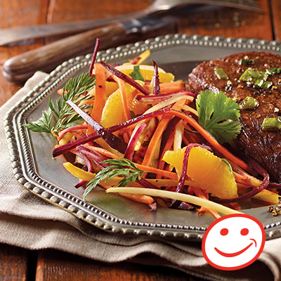 Salade de carottes multicolores aux suprêmes d’orange