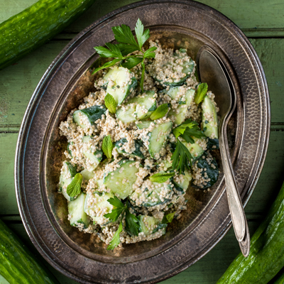 Cucumber and Quinoa Salad with Lemon Yogurt