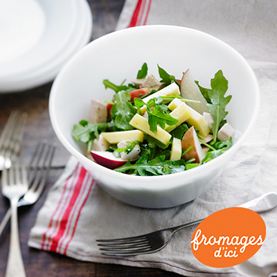 Salade de poulet, pommes et roquette au Cantonnier