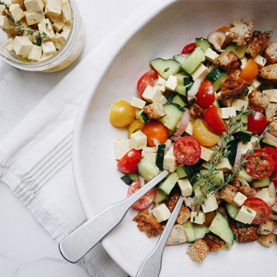 Salade au feta de tofu et à l'huile