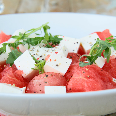 Salade de melon d'eau et de feta à la menthe