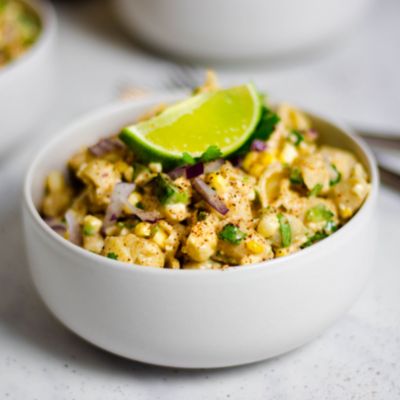 Mexican corn pasta salad (elotes)