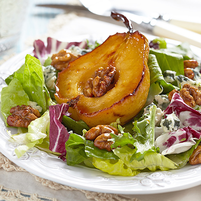 Salade de poires et cristaux de parmesan