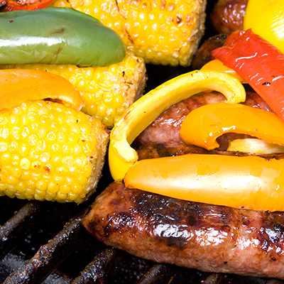 European Sausages with Oregano and Corn