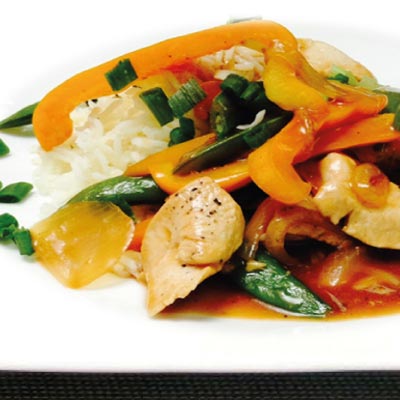 Sauté asiatique au poulet, gingembre et orange