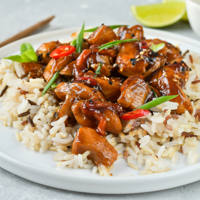 Teriyaki sautéed vegetables and chicken