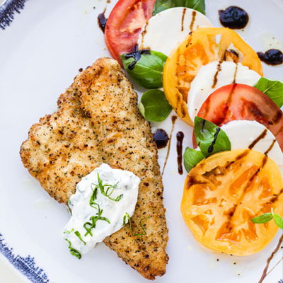 Lemon Pepper Sole with Caprese Salad