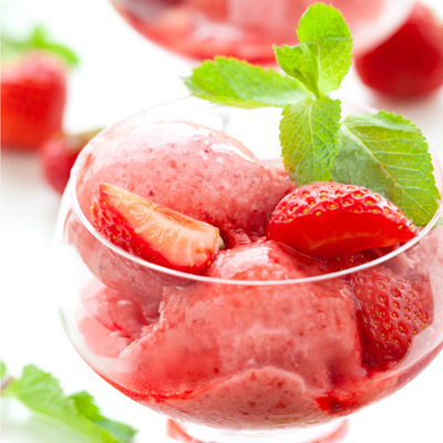 Sorbet de fraises à la menthe givrée