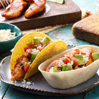 Tacos au poulet grillé prêts en dix minutes