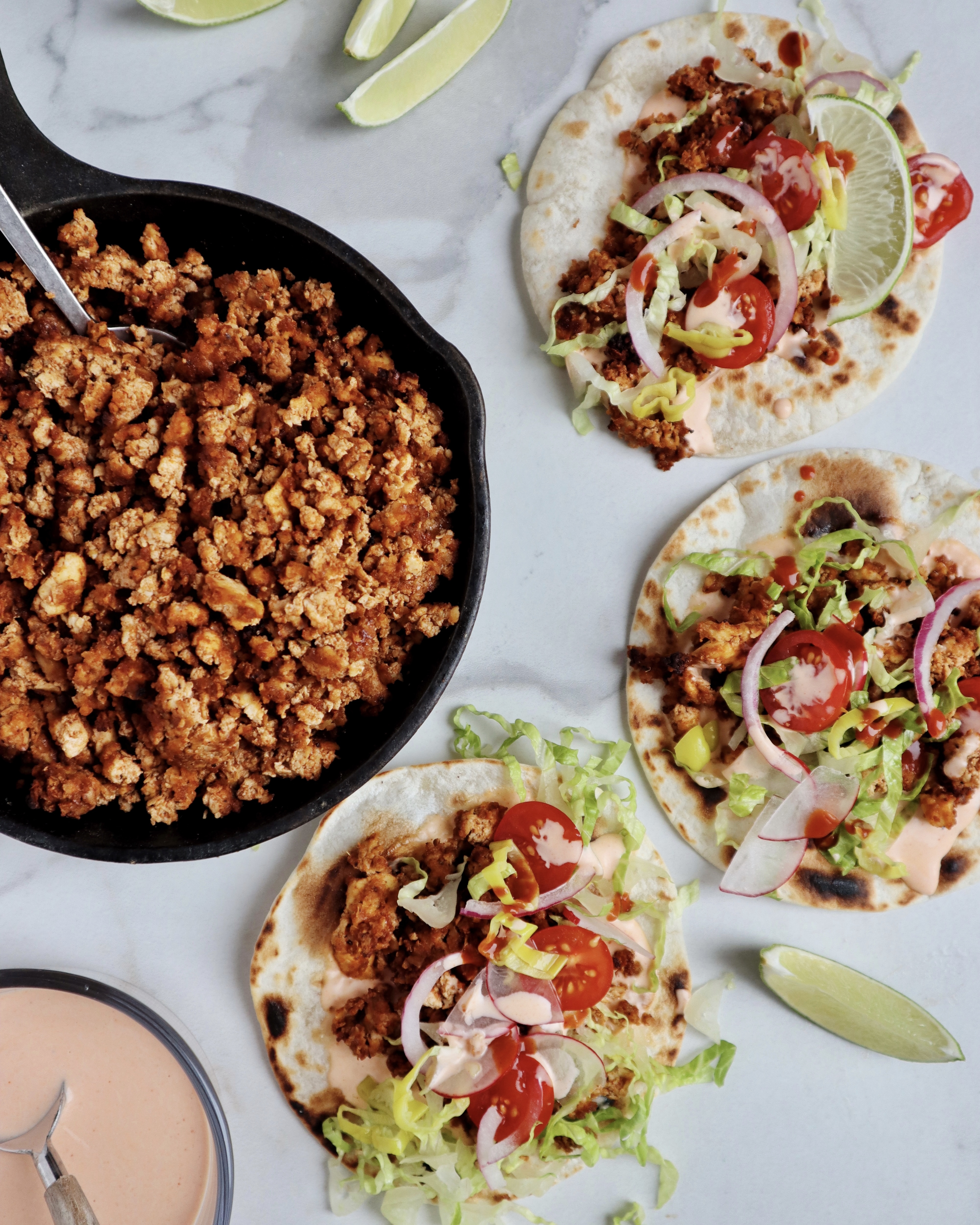 Tacos au tofu râpé