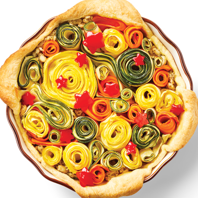 Tarte aux courgettes et spirales colorées