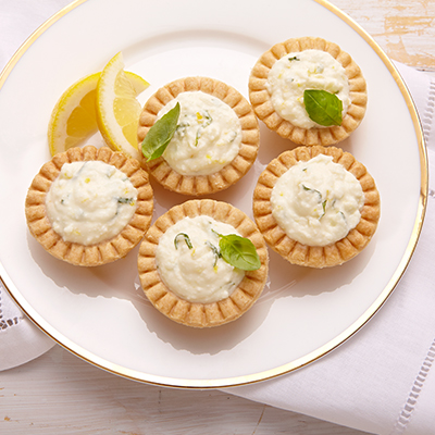 Tartelettes au citron, à la ricotta et au basilic