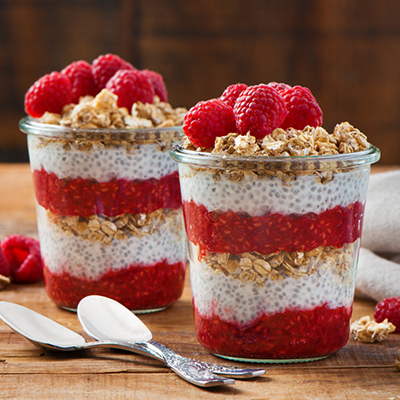 Verrine déjeuner aux framboises