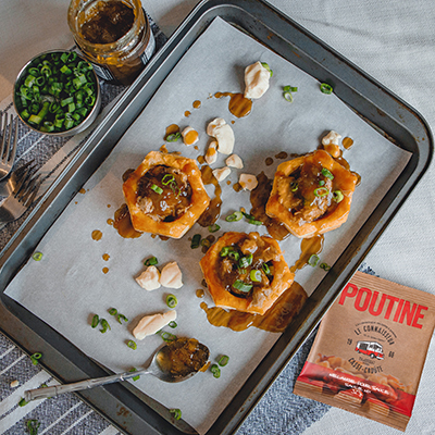 Vol-au-vent Canard confit et oignons caramélisés