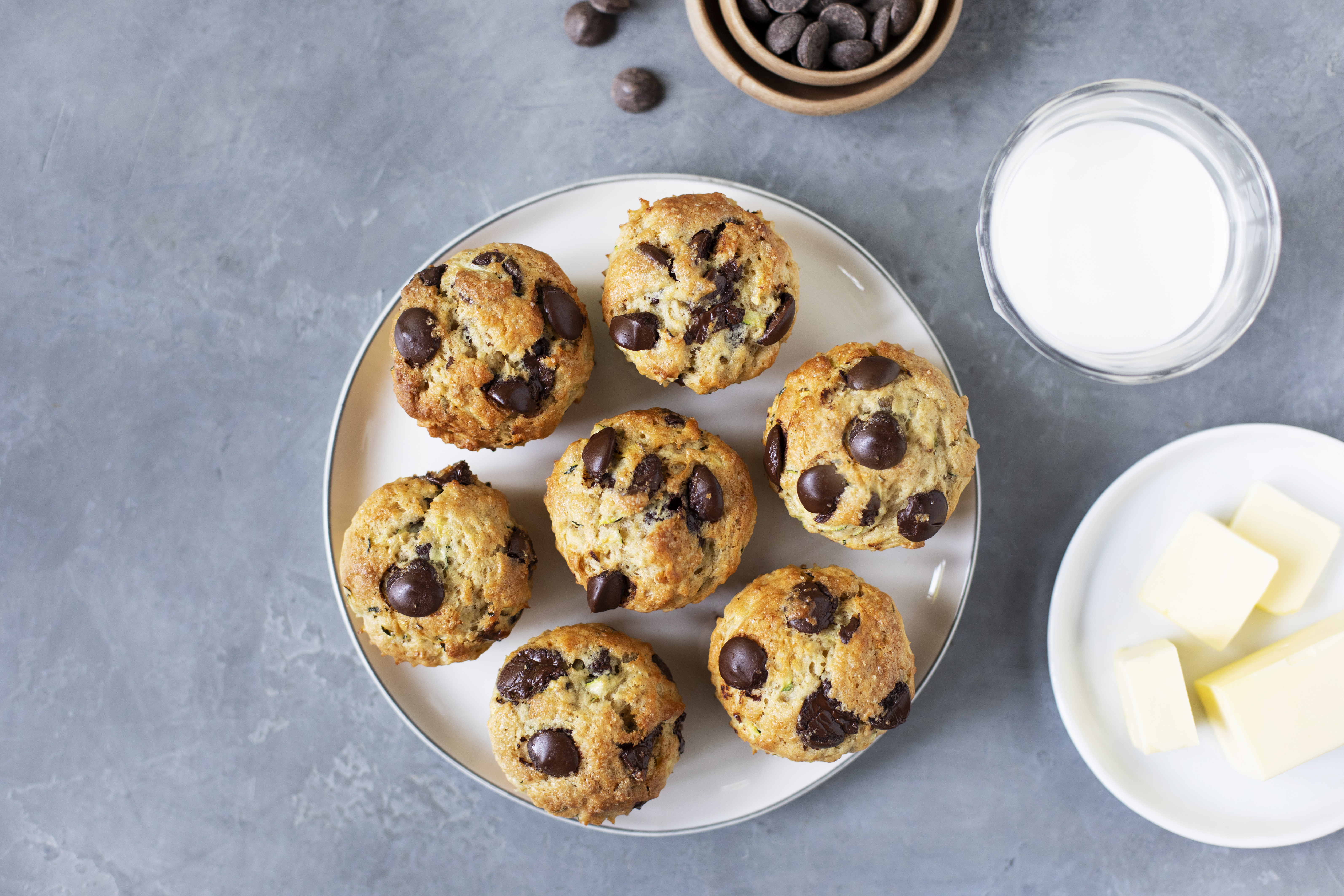 Muffins à la courgette et au chocolat noir